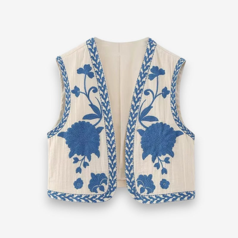 Amara – Sleeveless Vest with Floral Printed Design
