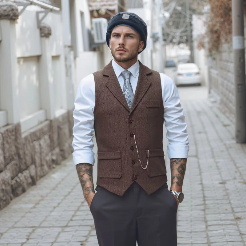 Men's Sleeveless Button Front Vest