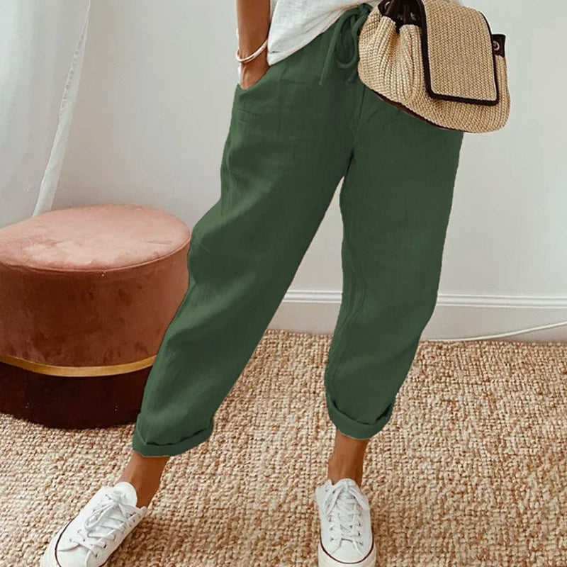 Women’s Striped Trousers with Drawstring