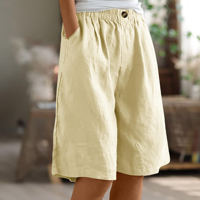 Stylish Women's Knee-Length Shorts with Elastic Waist