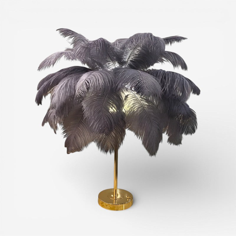 LumaNest – Table Lamp with Round Base and Feather Detail