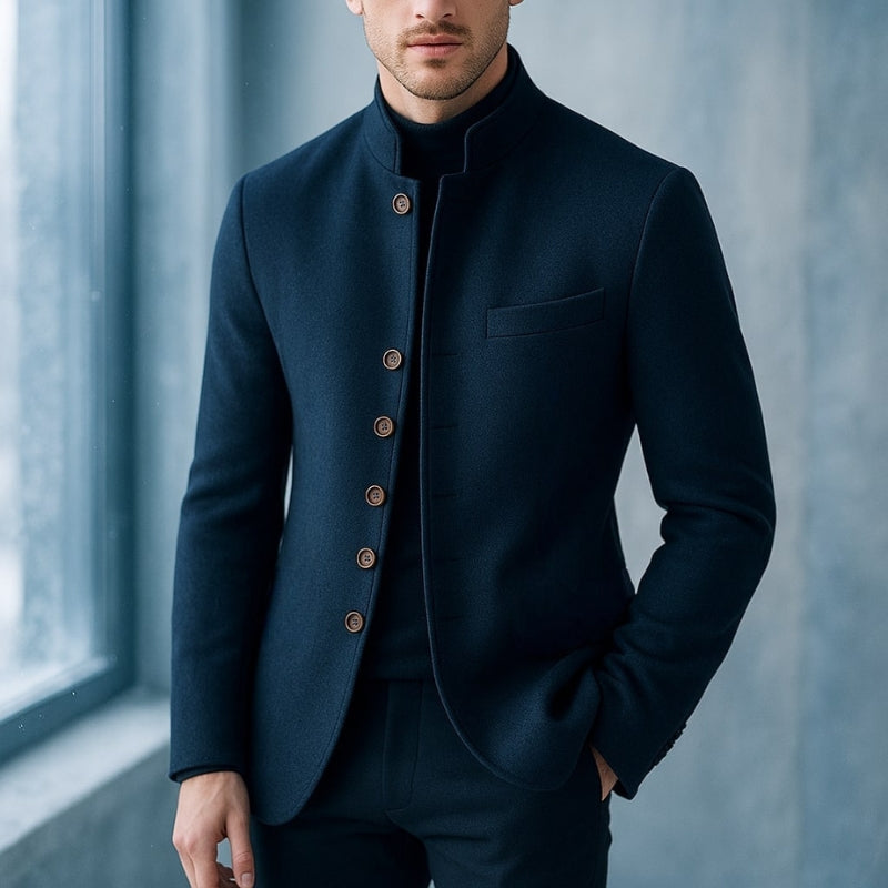 Liam – Long Sleeve Jacket With Standup Collar and Button Closer