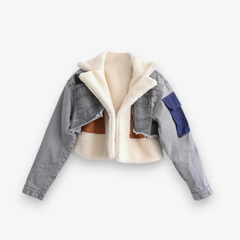 Scarlett – Long-Sleeve Denim Jacket with Lapel Collar and Pockets