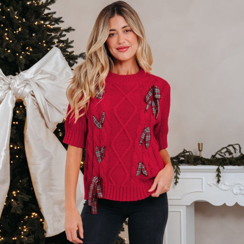 Riley – Round Neck Sweater With Ribbon Detail