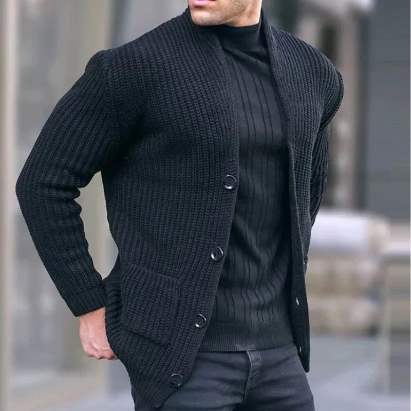 Aaron – Long Sleeve Jacket with Button Closure and Pocket