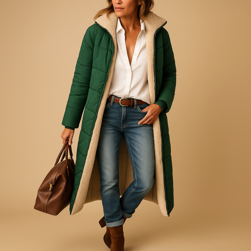 Women Modern Cut Coat with Notched Collar