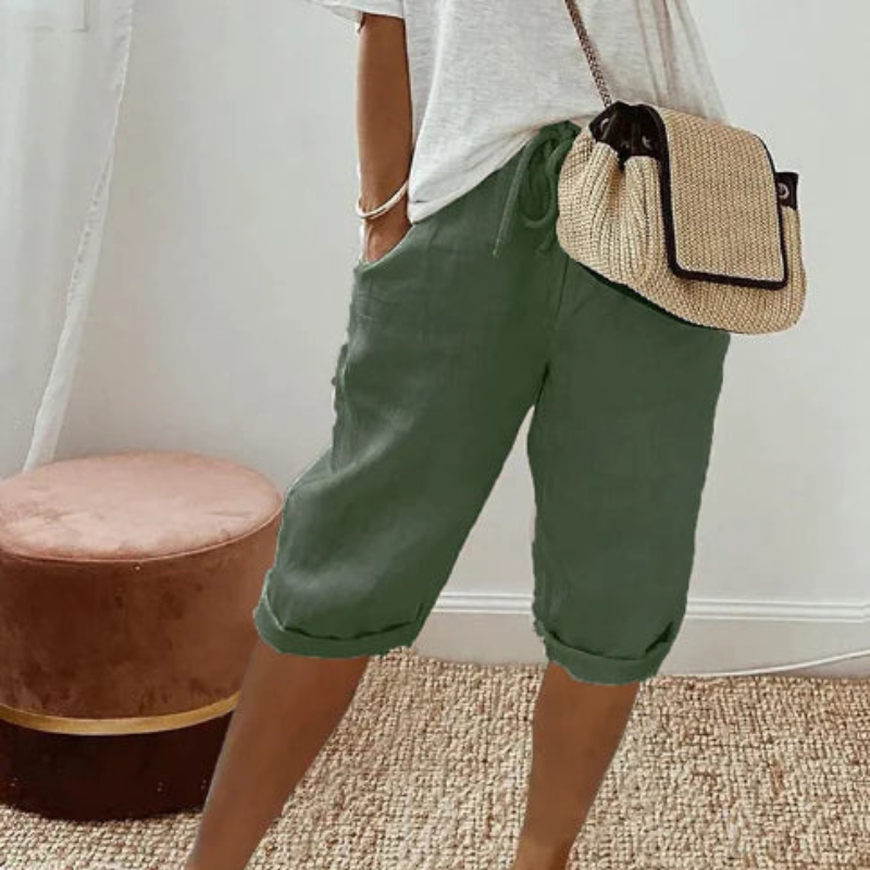 Womens Capri Pants with Adjustable Drawstring Waist