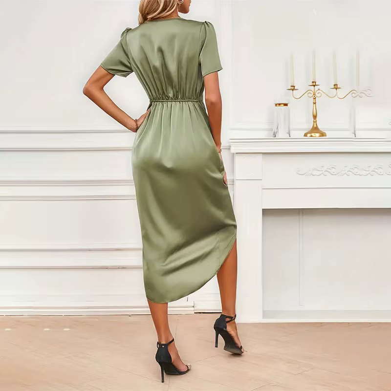 Women's Twist Front V-Neck Midi Dress