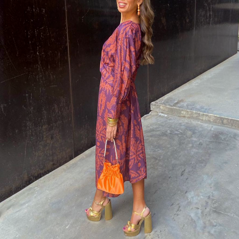 Elegant Women's Floral Long Sleeve Dress