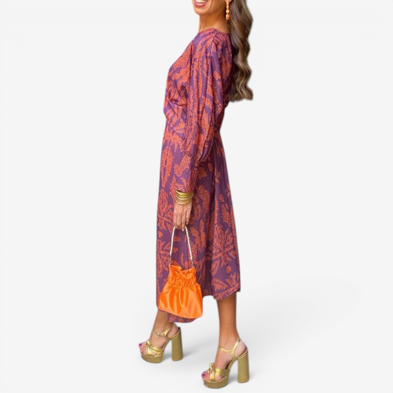 Elegant Women's Floral Long Sleeve Dress