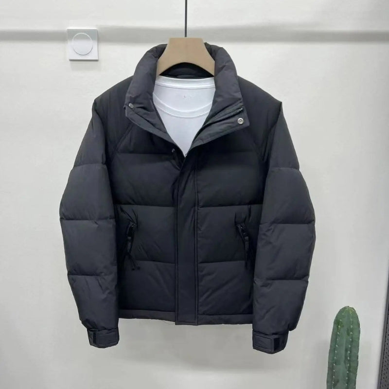 Ryan – Long Sleeve Coat with Stand Collar and Zipper Closure