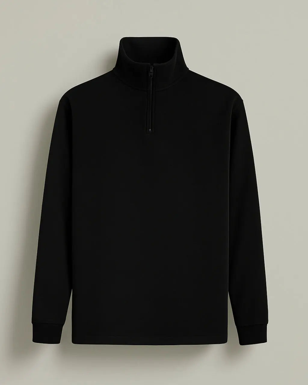 Polyester Sweater Met Rits En Lage Kraag-Sweaters-Velani-Zwart-S-Velani