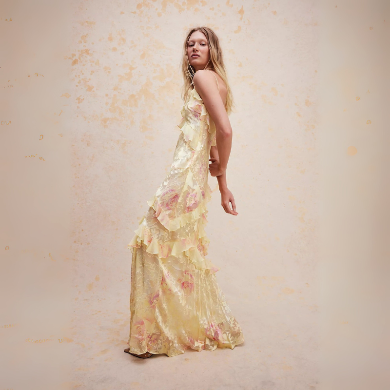 Aurora – Mouwloze Lange Maxi Jurk met Bloemenprint Velani