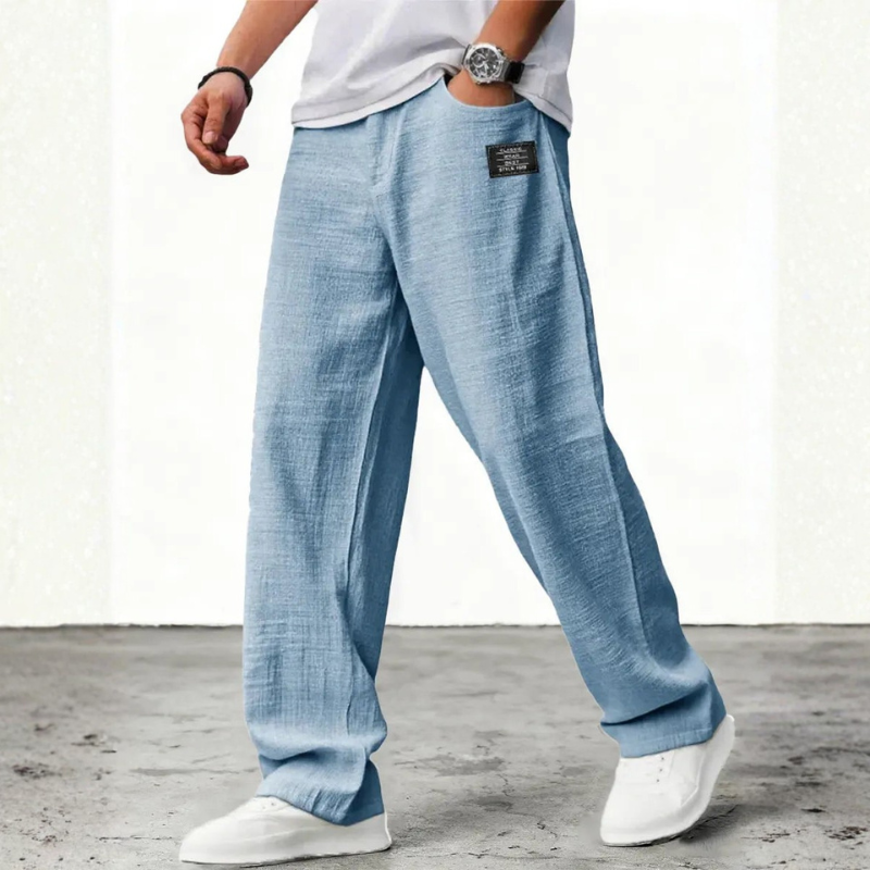 Men's Casual Wide Leg Trousers with Pockets