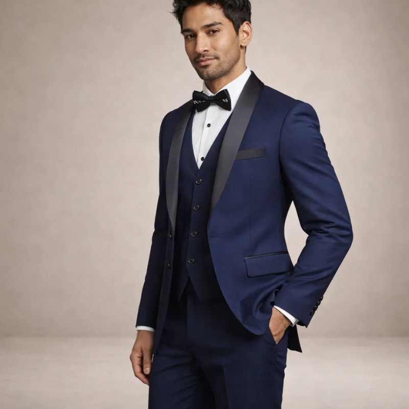 Men's Slim Fit Blazer and Straight Leg Trousers Set