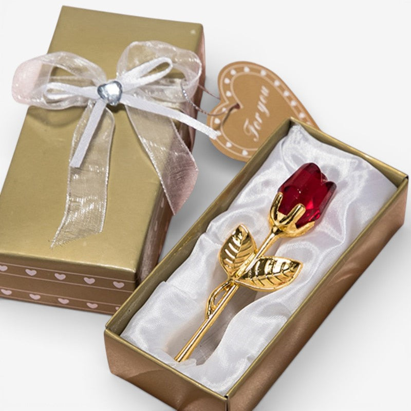 Decorative Crystal Gift Box with Heart and Rose