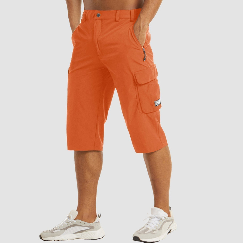 Men's Knee Length High Waisted Shorts with Multiple Pockets