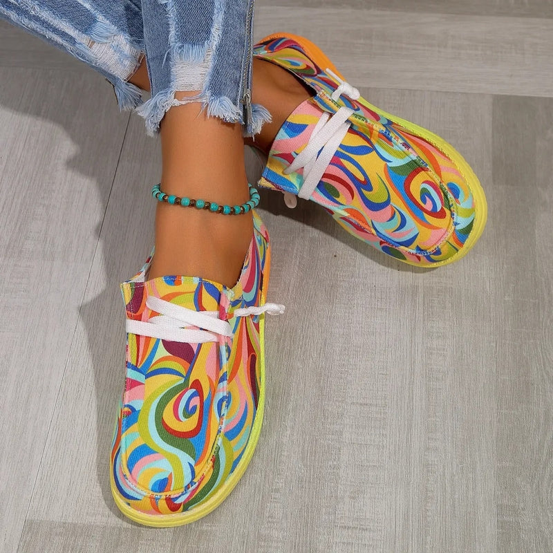 Emma – Printed sneakers with flat sole and round-toe