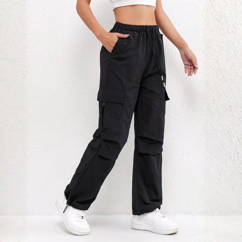 Women's Wide Leg Trousers with Drawstring Waist
