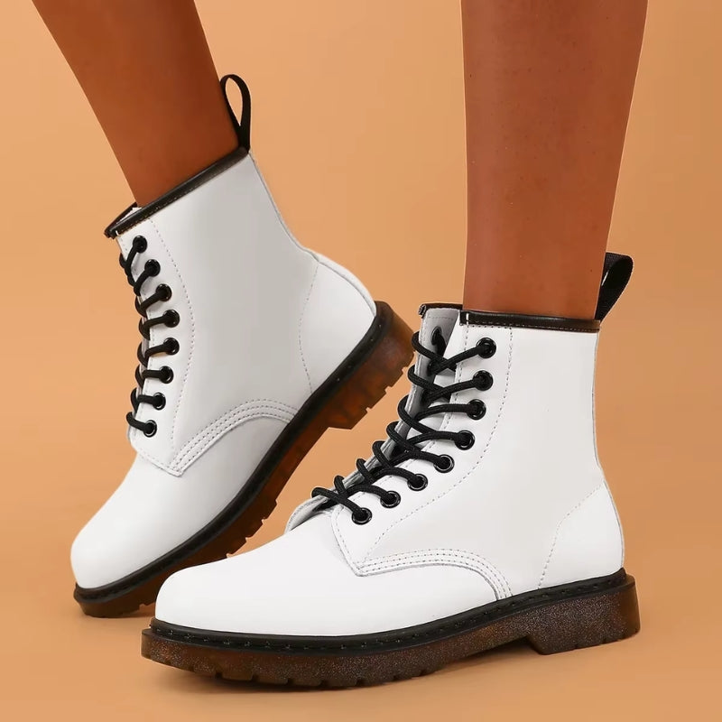 Grace - Round Toe Ankle Boots With Lace Up Closure