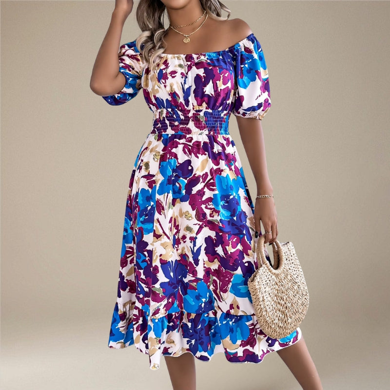 Women's Floral Off Shoulder Midi Dress