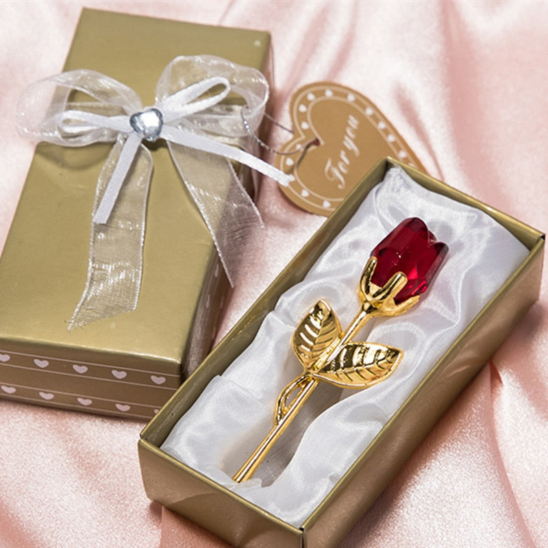 Decorative Crystal Gift Box with Heart and Rose