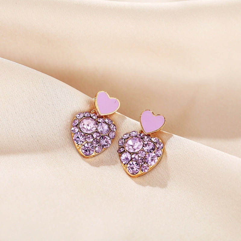 Jessica – Fashionable Heart Shaped Earrings With Diamond Design