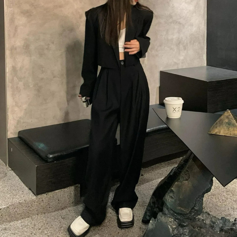 Women’s tailored blazer wide leg pants set