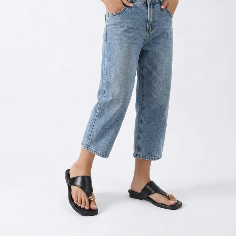Women's Square Toe Flat Sandals with Non Slip Sole