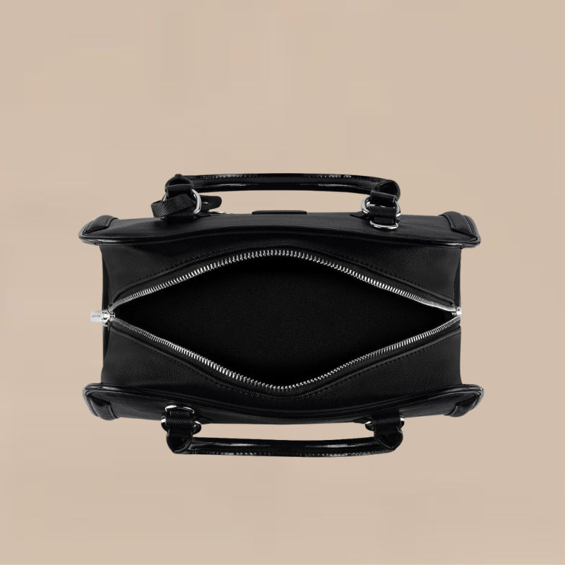 Women Structured Handbag Double Zipper