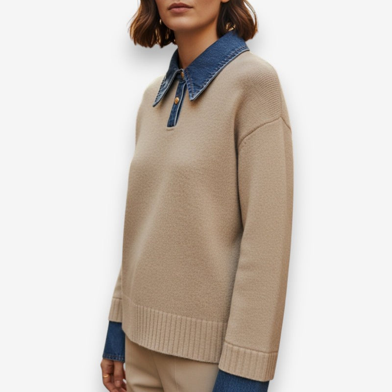 Clara – Long Sleeve Sweater with Button Closure