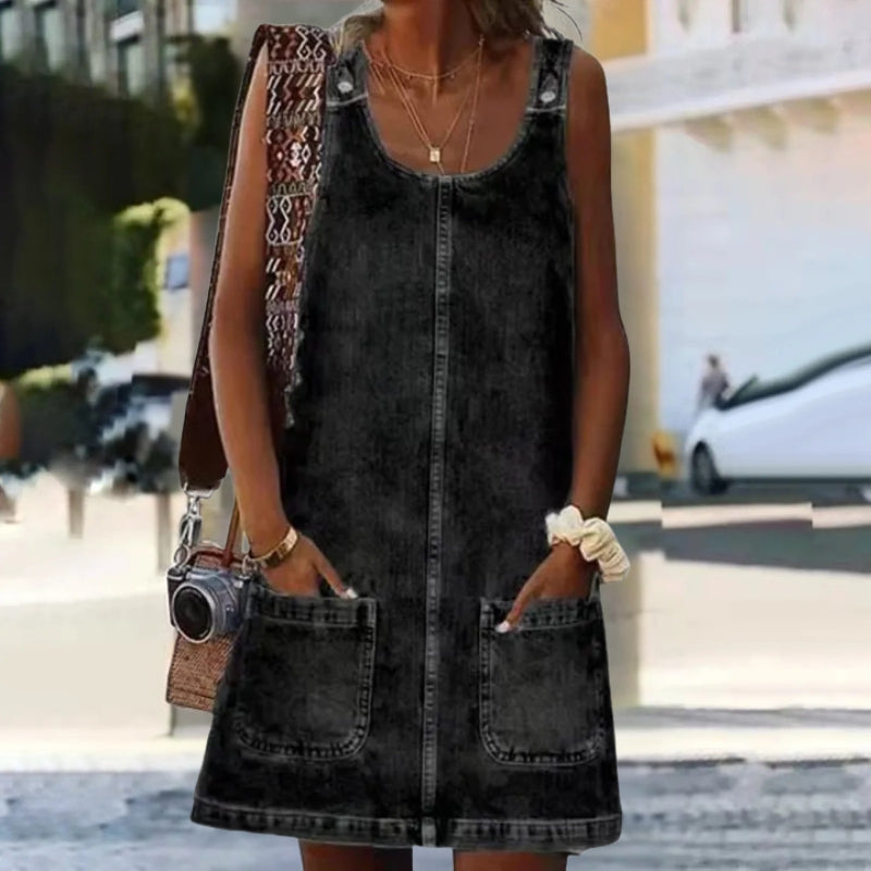 Alina – Mouwloze Mini Jurk met Ronde Vierkante Hals Velani