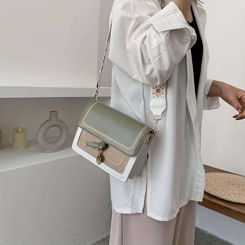 Ellie – Crossbody Vierkante Tas met Brede Contrasterende Schouderband Velani