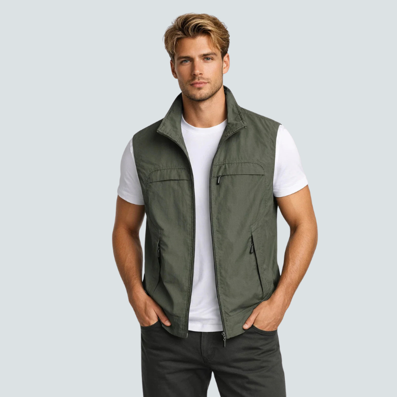 Men's Utility Vest with Stand Collar