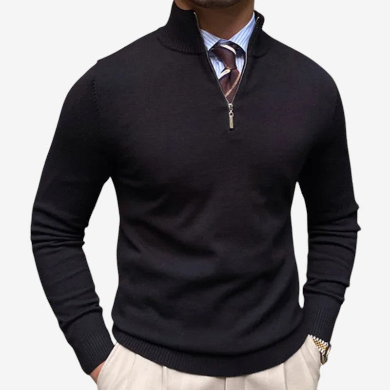 Men's Quarter Zip Stand Collar Sweater