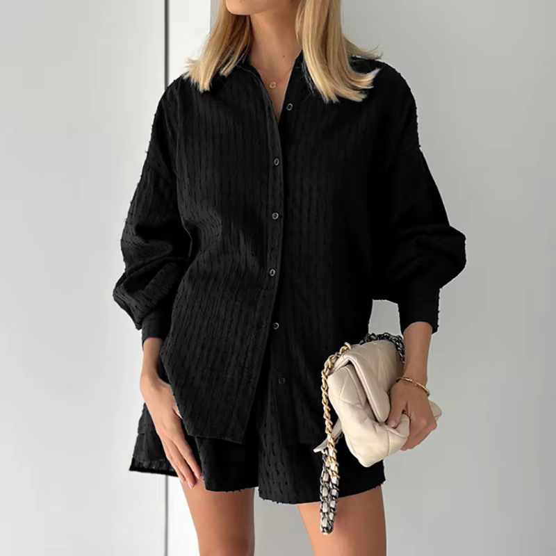 Chic Puff Sleeve Shirt & Shorts Set for Women