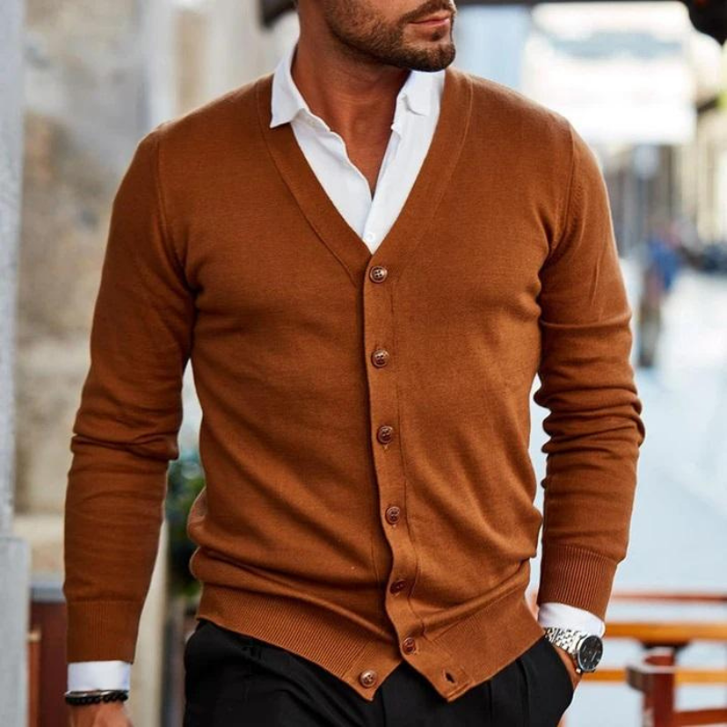 Men V-Neck Button Front Cardigan