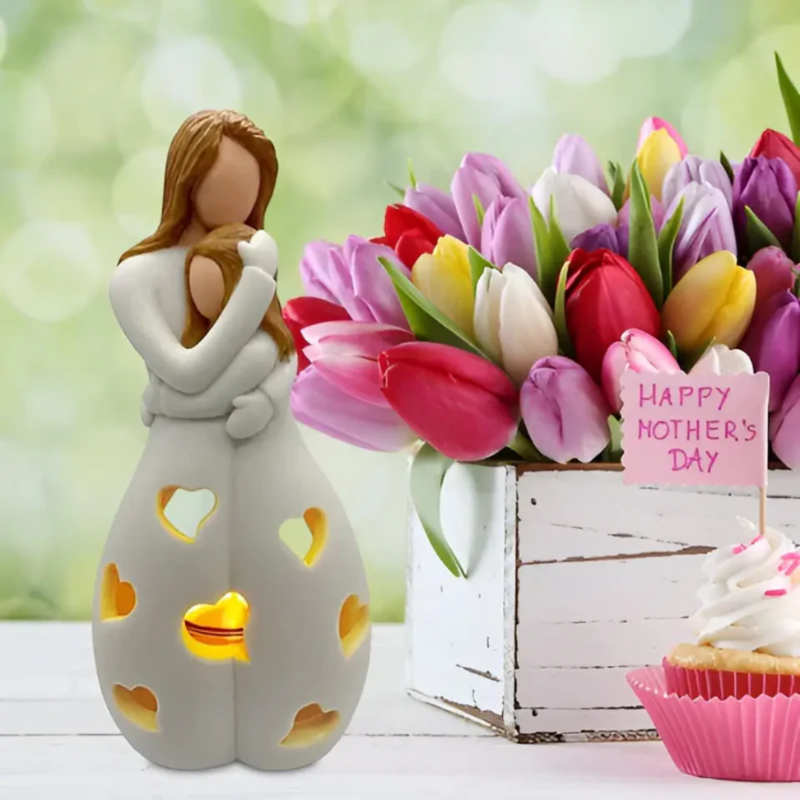 Mother and Daughter Candle Holder Statue
