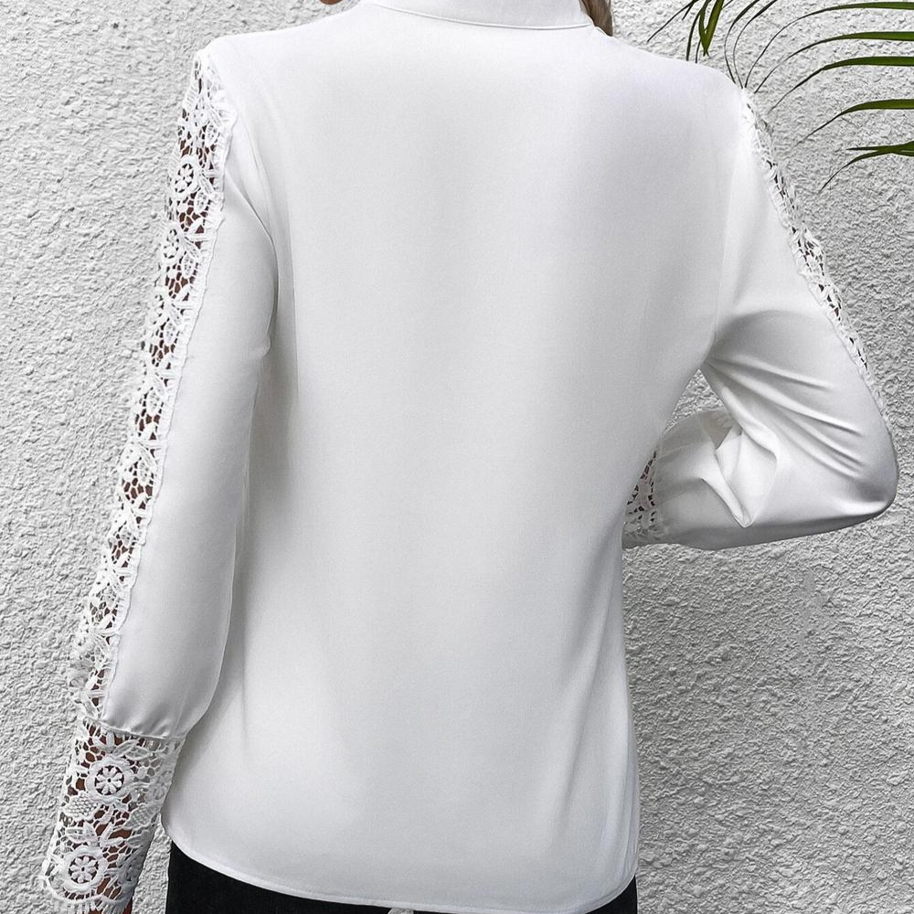 Helene – V-hals Blouse met Lange Mouwen en Uithollen Ontwerp Velani