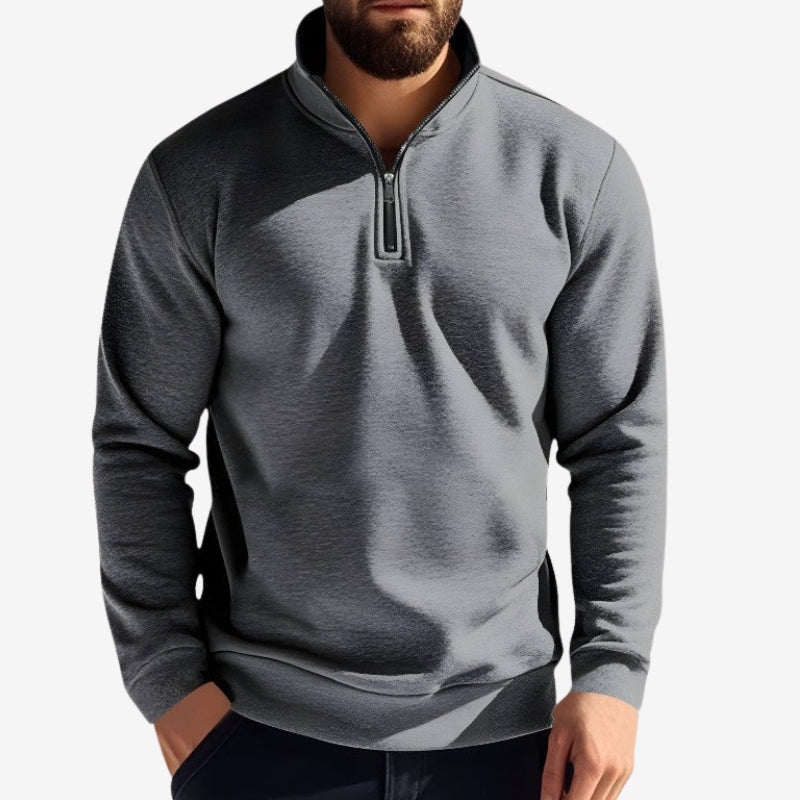 Logan – Long Sleeved Sweater with Round Neck and Zipper Design