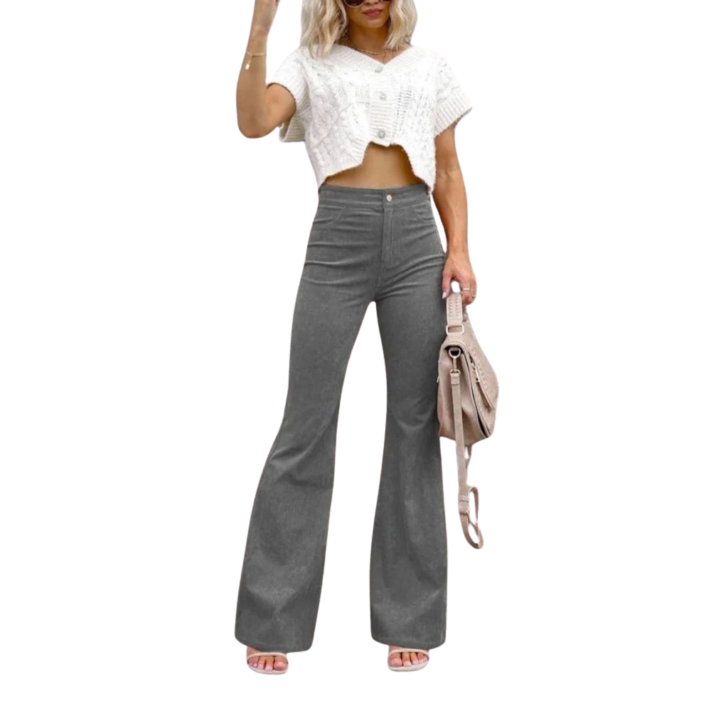 Anna – Uitlopende Broek met Knoopsluiting en Zijzak Velani