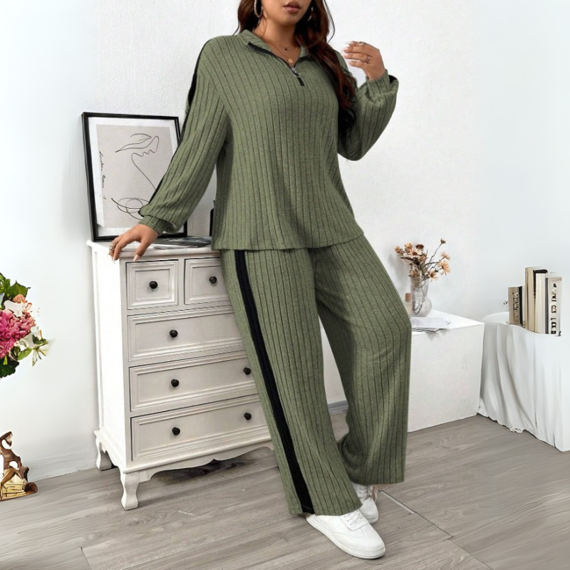 Julira – Half-zip trui-set met wijde broek Velani