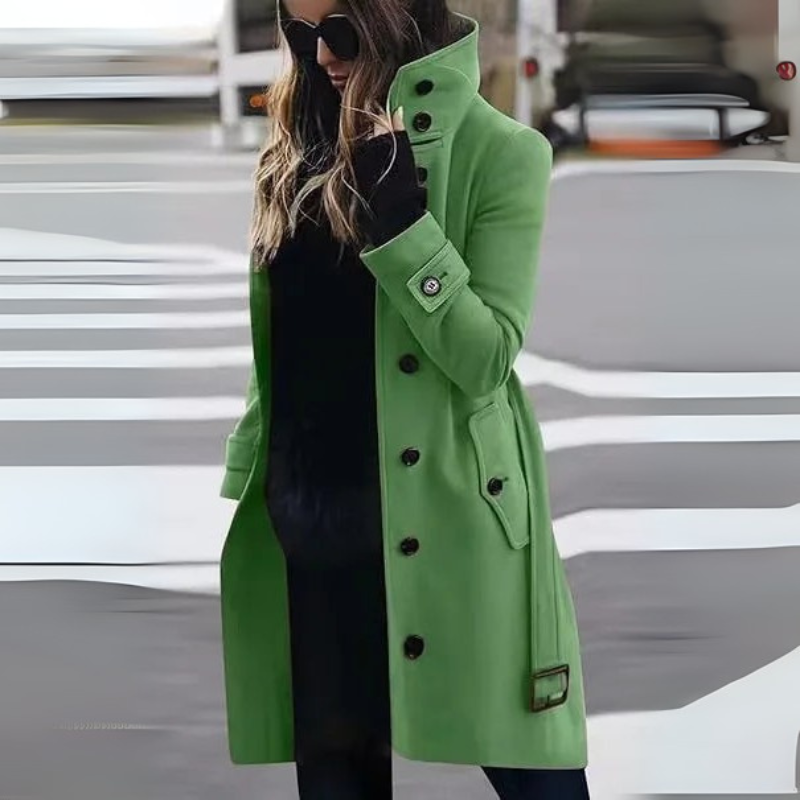 Jennifer – Trenchcoat met Lange MouwenTailleceintuur en Knopensluiting Velani