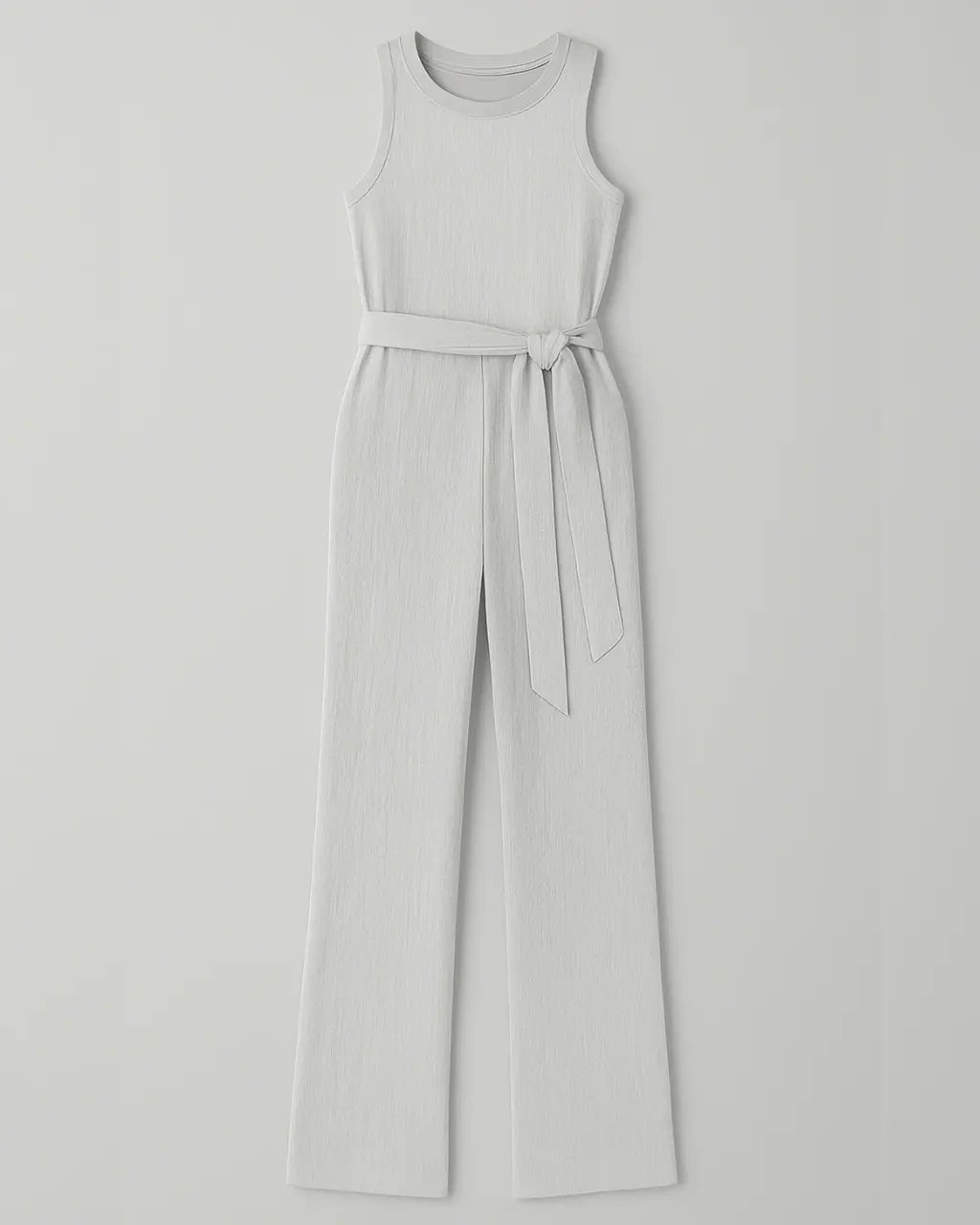 Polyester Jumpsuit Met Glitterdesign En Tailleband-Jumpsuits-Velani-Wit-S-Velani