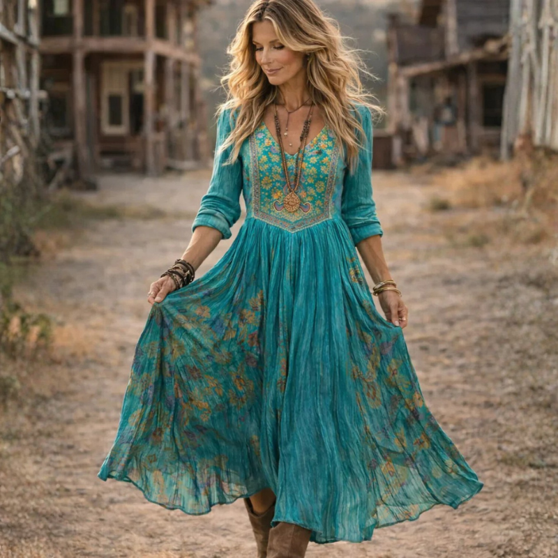 Women's Floral V-Neck Maxi Dress