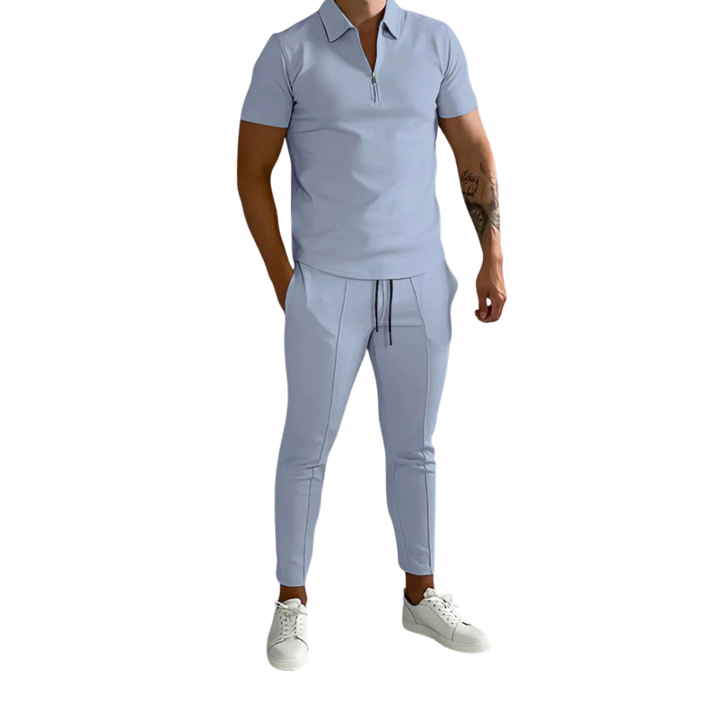 Dylano – Tweedelige Set met Korte Mouwen Overhemd en Broek met Trekkoord Velani