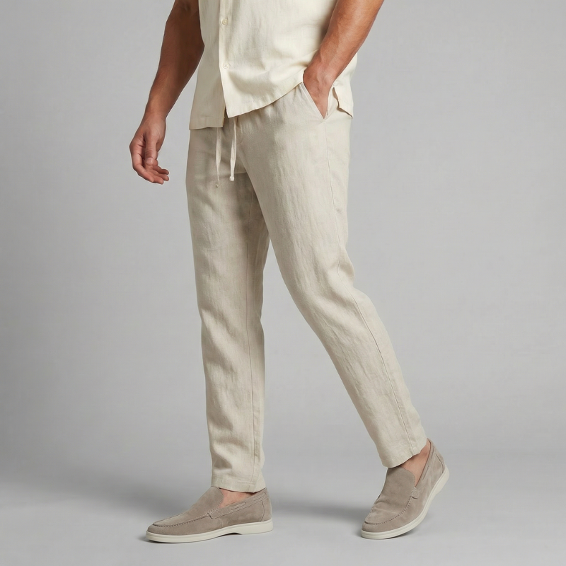 Men's Wide Leg Trousers with Drawstring Waist