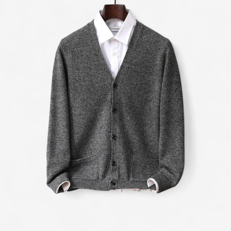 Oliver – Cárdigan de cuello en V, manga larga y bolsillos prácticos