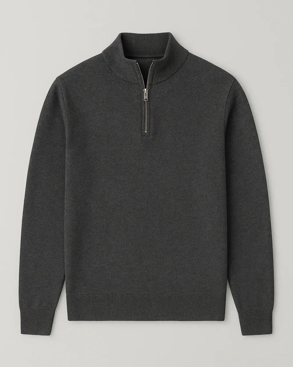 Fijngebreide Trui Met Halve Rits – Nieuwe Klassieke Editie-Sweaters-Velani-Grijs-M-Velani