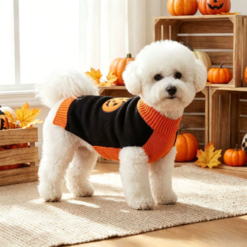 PawKnit - Spooky Pumpkin Dog Sweater